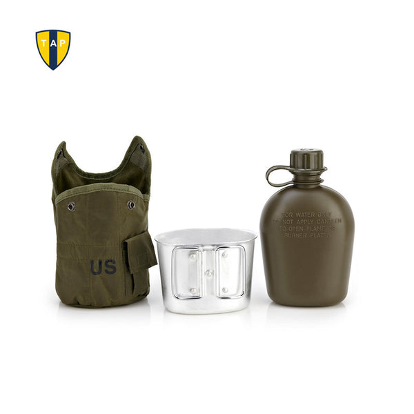 U.S. Army Water Bottle Aluminum Cooking Cup US Camouflage Military Canteen Camping Hiking Survival Kettle Outdoor Tableware