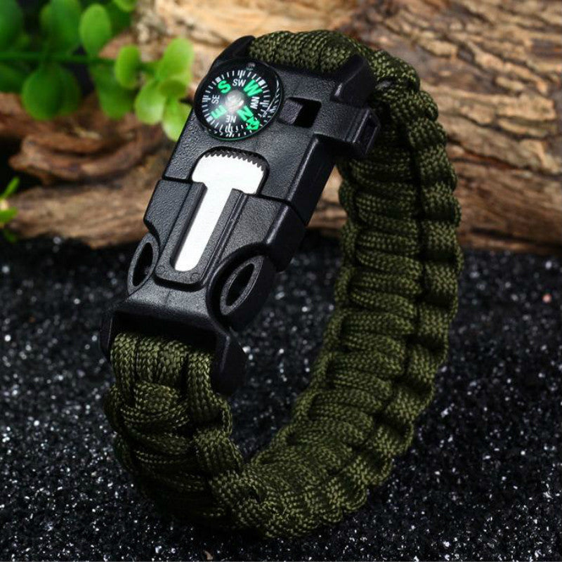 Fashion Survival Bracelet Flint Fire Starter Gear Escape Paracord Whistle Cord Buckle Camping Bracelets Rescue Rope Travel Kits