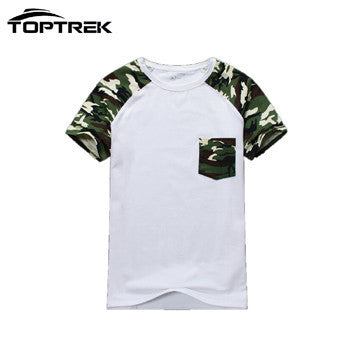 Men T-shirt,Toptrek Brand Men Camouflage Camo T shirt With Pocket Cotton Army Tactical Combat Military Sport New 2016 Top & Tees