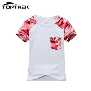 Men T-shirt,Toptrek Brand Men Camouflage Camo T shirt With Pocket Cotton Army Tactical Combat Military Sport New 2016 Top & Tees