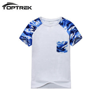 Men T-shirt,Toptrek Brand Men Camouflage Camo T shirt With Pocket Cotton Army Tactical Combat Military Sport New 2016 Top & Tees