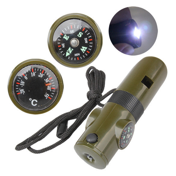 Aluminum Highlighted Military Survival Kit Whistle Compass LED Light Flashlight Zoomable Focus Torch Sport Bicycle Accessories