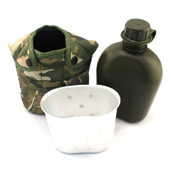 Heavy Cover Army Water Bottle Aluminum Cooking Cup US 1L Military Canteen Camping Hiking Survival Kettle Outdoor Tableware