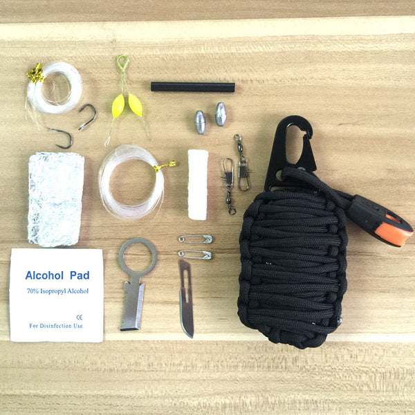 EDC 550 Paracord Grenade Emergency Kit - Outdoor camping survival kit Has an Military Grade Carabiner  Is Stuffed with 12 Tools